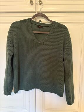 Quince  Green V-Neck Knit Sweater size XS